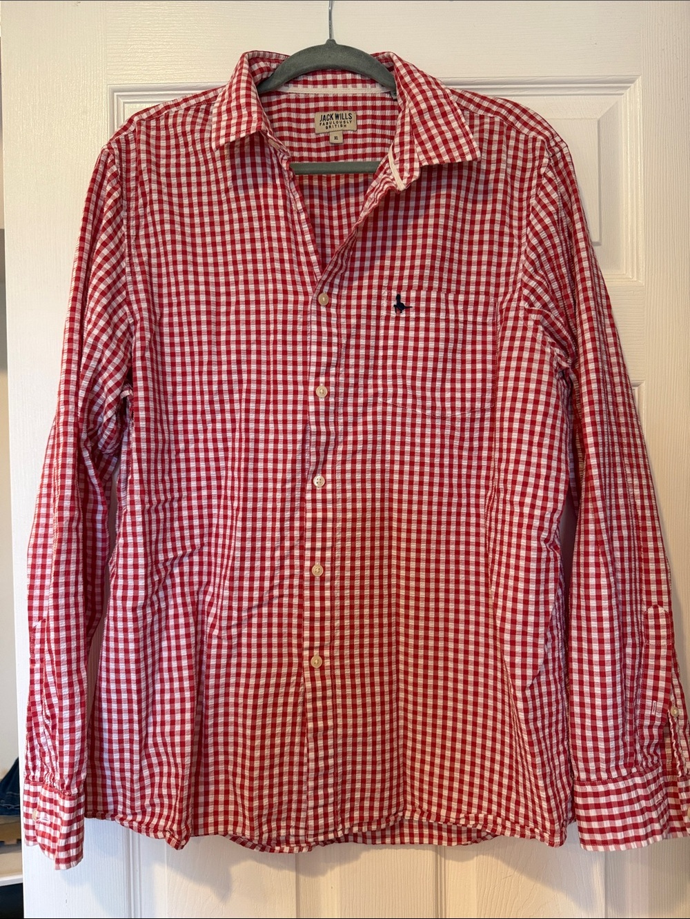 Jack Wills Red & White Gingham Long-Sleeve Button Shirt